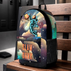 Ruimtevaartbasketbal Astronaut Slam Dunk School Bedrukte Rugzak