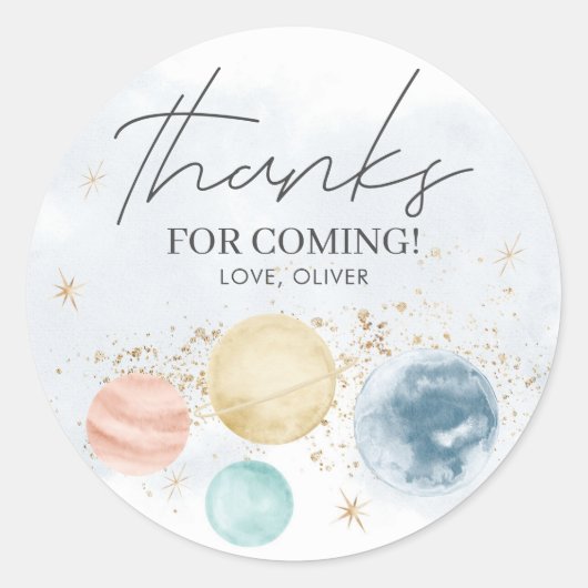 Ruimtevaartboys Birthday-sticker-labels Ronde Sticker (Voorkant)