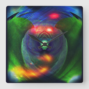 Ruimtevaarten/vogel van Abstracte prooiklok Vierkante Klok