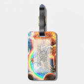 Ruimtevaartgalaxy Cat Riding Tiger op Pizza Bagagelabel (Achterkant verticaal)