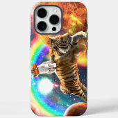 Ruimtevaartgalaxy Cat Riding Tiger op Pizza Case-Mate iPhone Case (Achterkant)