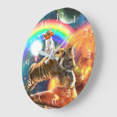 Ruimtevaartgalaxy Cat Riding Tiger op Pizza Grote Klok (Hoek)