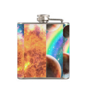 Ruimtevaartgalaxy Cat Riding Tiger op Pizza Heupfles (Achterkant)