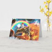 Ruimtevaartgalaxy Cat Riding Tiger op Pizza Kaart (Gele Bloem)