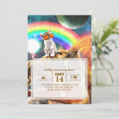 Ruimtevaartgalaxy Cat Riding Tiger op Pizza Kaart (Staand voorkant)