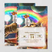 Ruimtevaartgalaxy Cat Riding Tiger op Pizza Kaart (Voorkant / Achterkant)