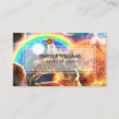 Ruimtevaartgalaxy Cat Riding Tiger op Pizza Visitekaartje (Voorkant)