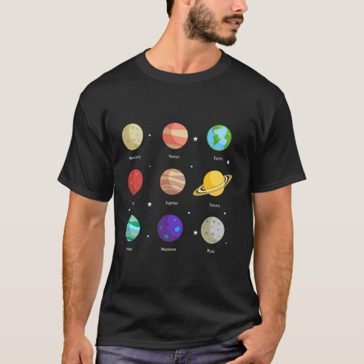Ruimtevaartgalaxy Zonneplanten Venus Mars Jupiter  T-shirt (Voorkant)
