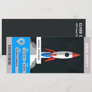 Ruimtevaartgraduatiepartij: reiskaartenuitnodiging kaart