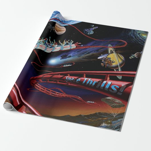 Ruimtevaarthrillingen Cosmic Roller Onderzetter Ar Cadeaupapier (Uitgerold)