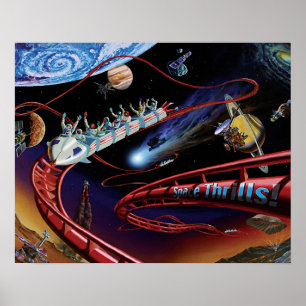 Ruimtevaarthrillingen Cosmic Roller Onderzetter Ar Poster
