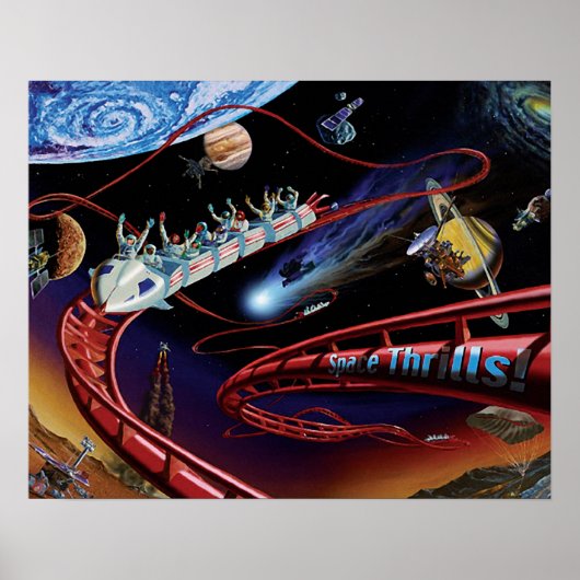 Ruimtevaarthrillingen Cosmic Roller Onderzetter Ar Poster (Voorkant)