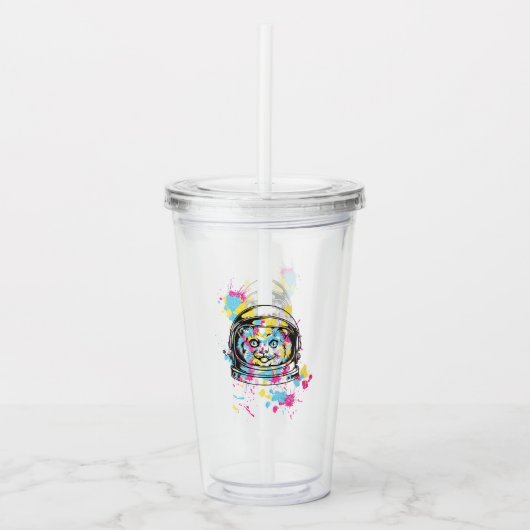 Ruimtevaartkat Acryl Drinkbeker (Voorkant)