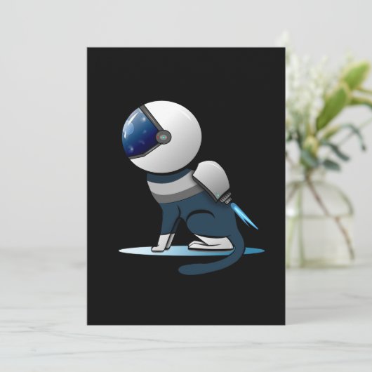 Ruimtevaartkat Astronaut Flying Kaart (Staand voorkant)