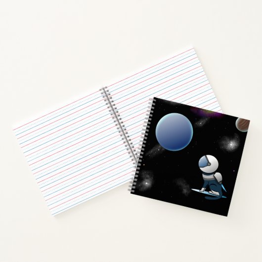 Ruimtevaartkat Astronaut Flying Notitieboek (Binnen)