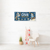Ruimtevaartkat buiten de ruimte 1e verjaardag spandoek (Insitu)