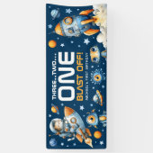 Ruimtevaartkat buiten de ruimte 1e verjaardag spandoek (Verticaal)