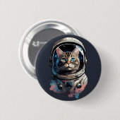 Ruimtevaartkat In De Ruimte Aquarel Kunst Ronde Button 5,7 Cm (Voorkant /achterkant)