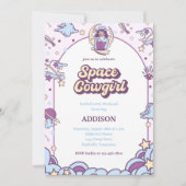 Ruimtevaartmeisje Bachelorette-uitnodiging met Dee Kaart (Voorkant)