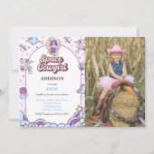 Ruimtevaartmeisje uitnodiging op zaterdag met foto (Voorkant)