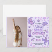 Ruimtevaartmeisje uitnodiging op zaterdag met foto (Voorkant / Achterkant)