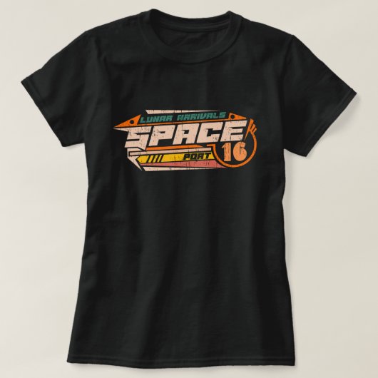 Ruimtevaartontwerp Lunar space port embleem futuri T-shirt (Design voorkant)