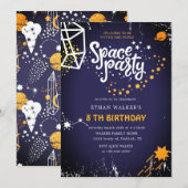 Ruimtevaartpartij| uitnodiging van de Birthday (Voorkant / Achterkant)