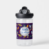 Ruimtevaartplaneet Raketteschip Cartoon Patroon Waterfles (Voorkant)