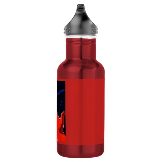 ruimtevaartpropaganda poster kunst op waterflesje waterfles  (Rechts)