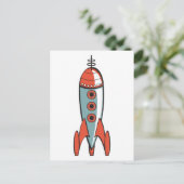 ruimtevaartraket met retro briefkaart (Staand voorkant)