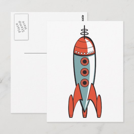 ruimtevaartraket met retro briefkaart (Voorkant / Achterkant)