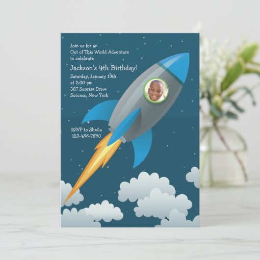 Ruimtevaartreiziger Fotouitnodiging Kaart (Staand voorkant)