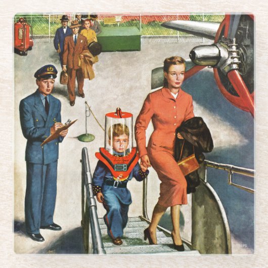 Ruimtevaartreiziger Glazen Onderzetter (Voorkant)