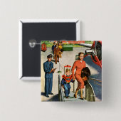 Ruimtevaartreiziger Vierkante Button 5,1 Cm (Voorkant /achterkant)