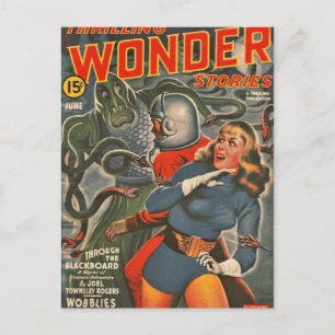 Ruimtevaartreizigers aangevallen door Tentacle-mon Briefkaart