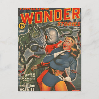 Ruimtevaartreizigers aangevallen door Tentacle-mon Briefkaart