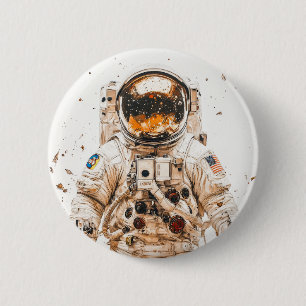 Ruimtevaartschilderij Ronde Button 5,7 Cm