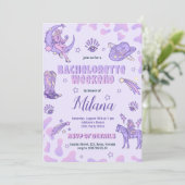 Ruimtevaartsmeisje Paarse Cowgirl Uitnodiging (Staand voorkant)