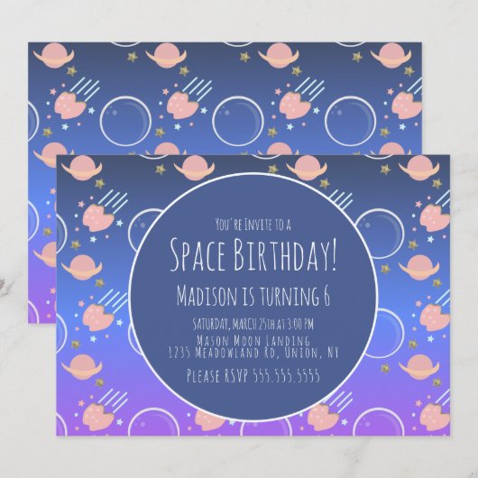 Ruimtevaartsterrenasteroïden op zaterdag kaart (Voorkant / Achterkant)