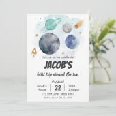 Ruimtevaartsterrenstelsel Waterverf Planet Rocket  Kaart (Staand voorkant)