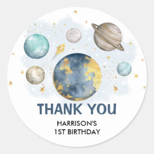 Ruimtevaartsterrenstelsels Moon Stars Baby Birthda Ronde Sticker