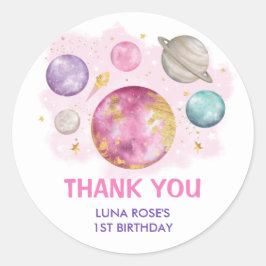Ruimtevaartsterrenstelsels Moon Stars Baby Girl Ronde Sticker