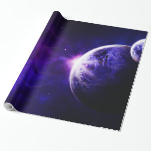 Ruimtevaartsterrenstelsels sterren in Paarse blauw Cadeaupapier