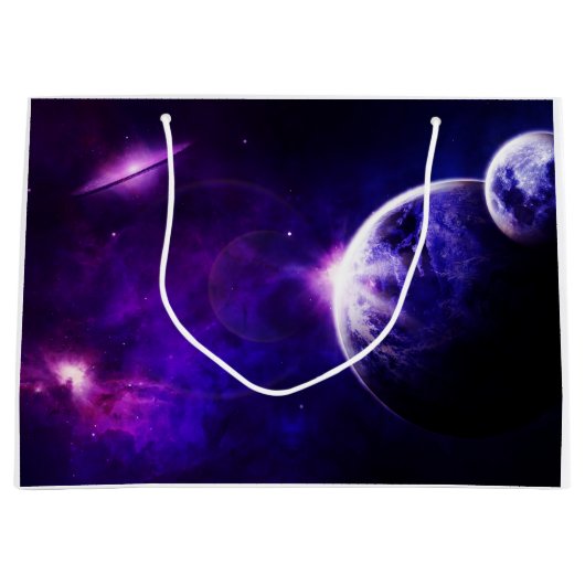 Ruimtevaartsterrenstelsels sterren in Paarse blauw Groot Cadeauzakje (Voorkant)