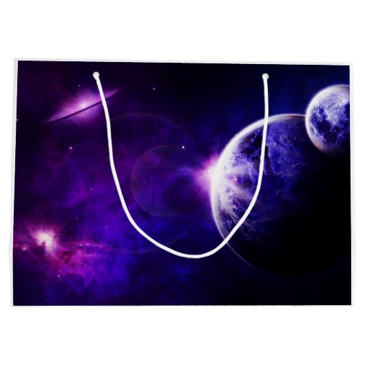 Ruimtevaartsterrenstelsels sterren in Paarse blauw Groot Cadeauzakje (Achterkant)