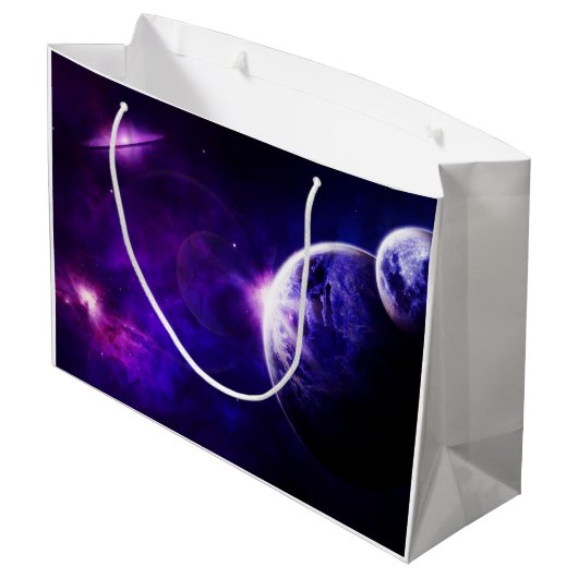 Ruimtevaartsterrenstelsels sterren in Paarse blauw Groot Cadeauzakje (Achterkant Gekanteld)