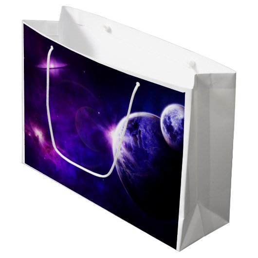 Ruimtevaartsterrenstelsels sterren in Paarse blauw Groot Cadeauzakje (Voorkant Gekanteld)