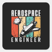 Ruimtevaarttechnicus Rocket Space Engineering Retr Vierkante Sticker (Voorkant)