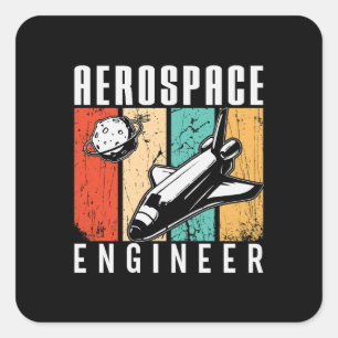 Ruimtevaarttechnicus Rocket Space Engineering Retr Vierkante Sticker