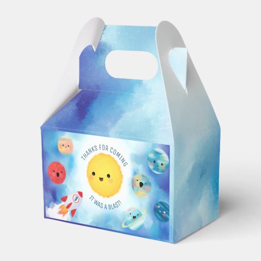 Ruimtevaartthema Buitenruimte Raket 1e verjaardag  Bedankdoosjes (Achterkant)